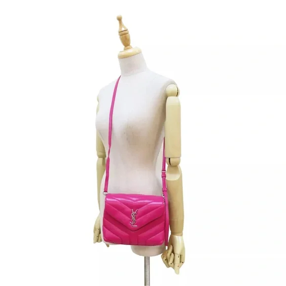 Like New Saint Laurent YSL Toy Loulou Matelasse Bag in Bright Pink - Picture 2 of 11